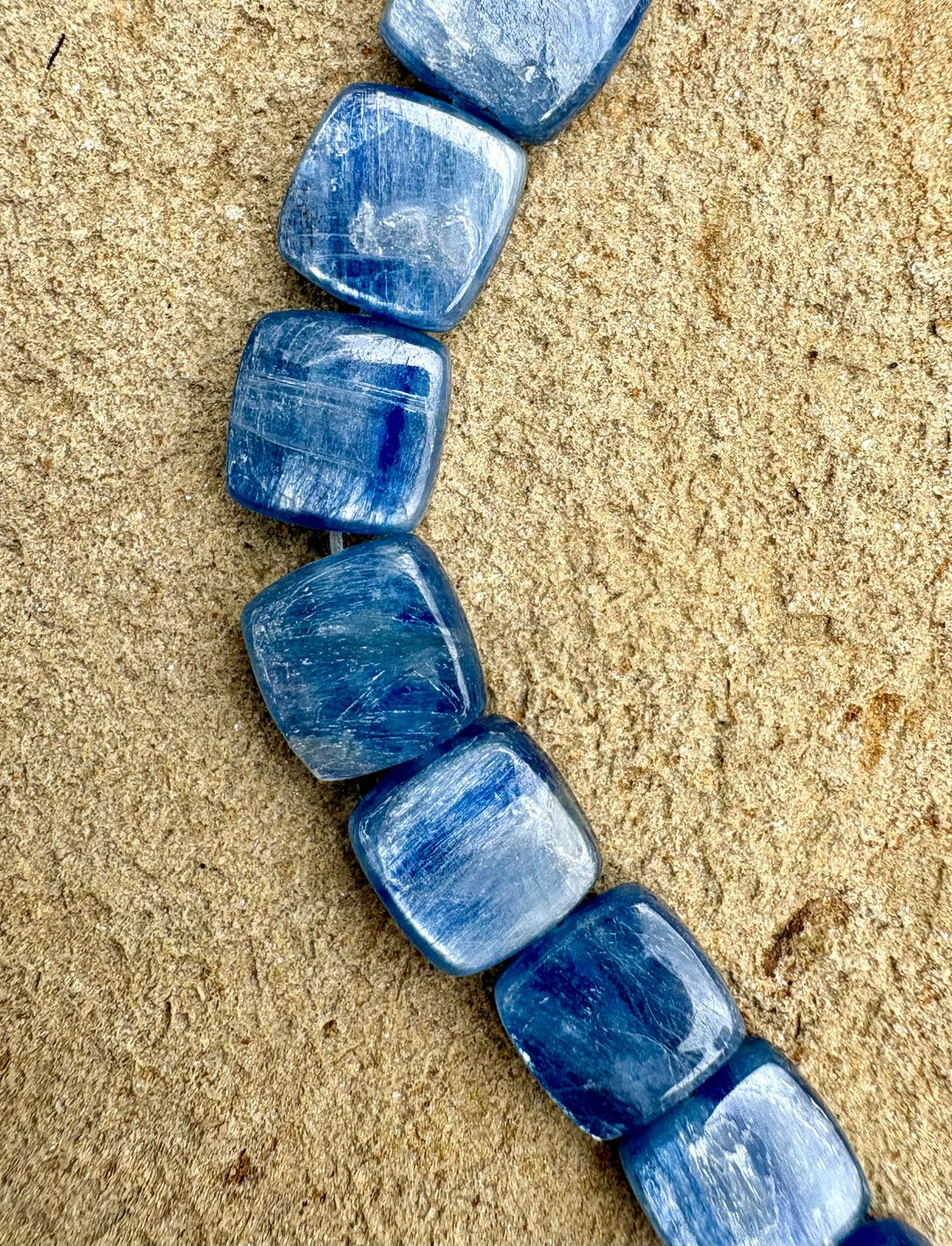 High Quality Blue Kyanite 10mm Soft Square Beads 16 inch