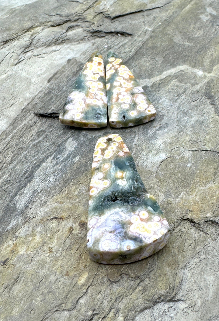 High Quality Ocean Jasper 3 piece set Pendant and Earring