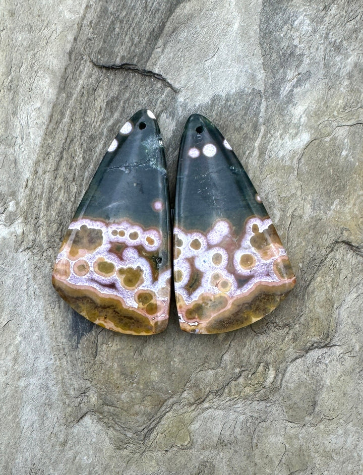 High Quality Ocean Jasper BIG Matching Earring Slab Bead