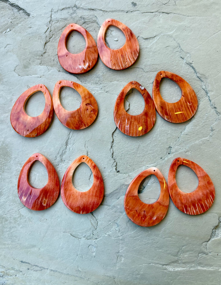 High Quality Red/Rust Spiny Oyster 30x40mm Earring Slab