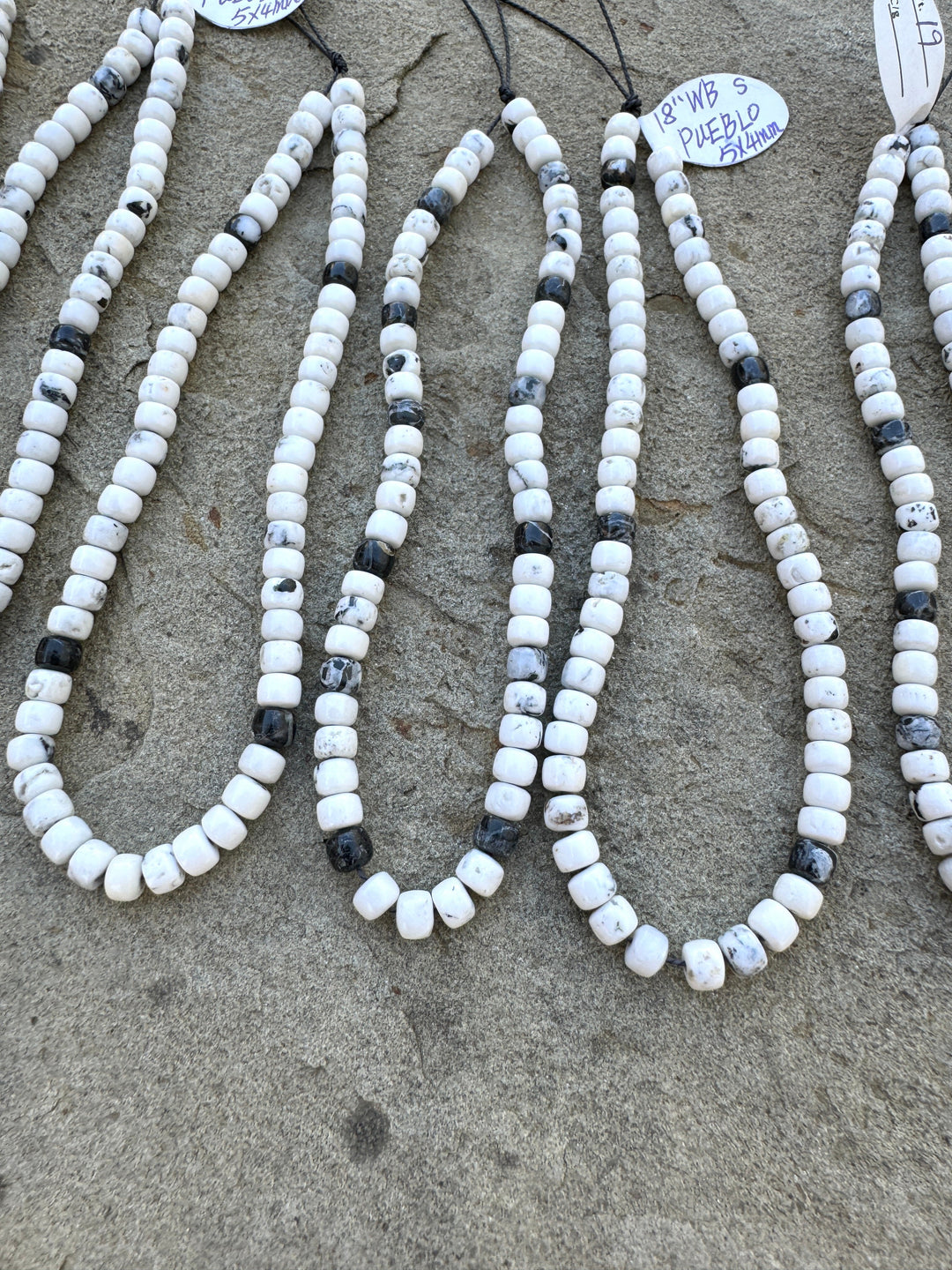 High Quality White Buffalo 5x4mm Pueblo Shaped Bead Strands