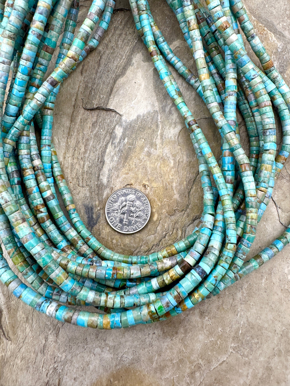 Hubei Turquoise (China) 4x2mm Heishi 16 inch Strand