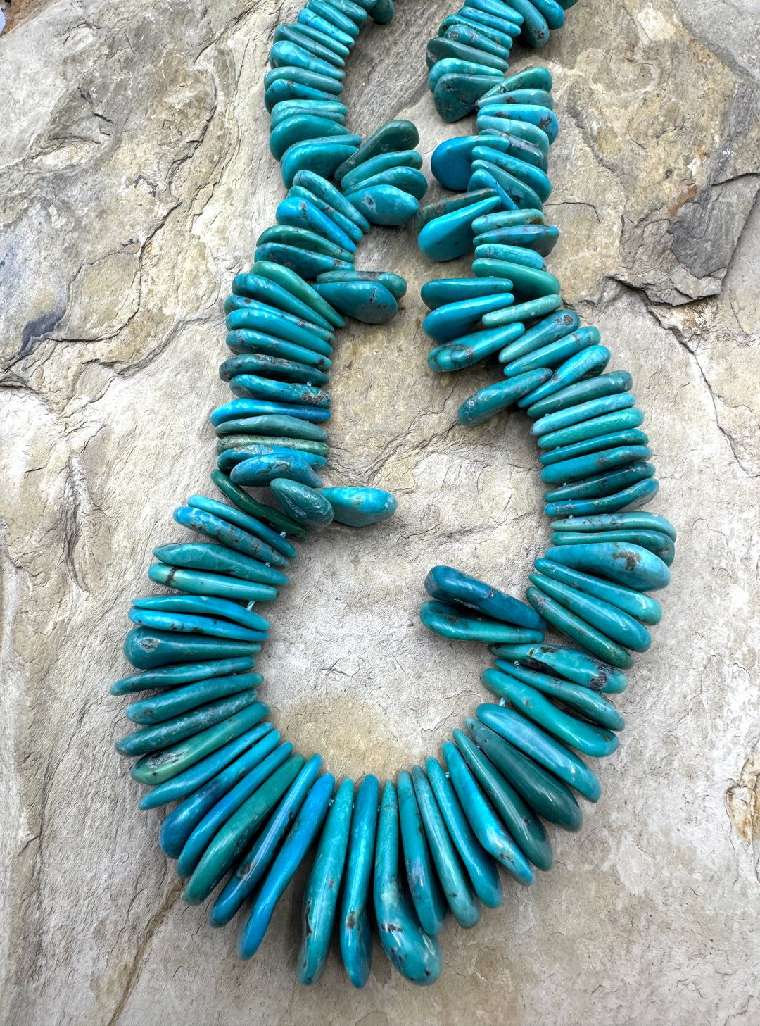 Hubei Turquoise (China) BIG Chunky Teardrop Tab Bead Strand