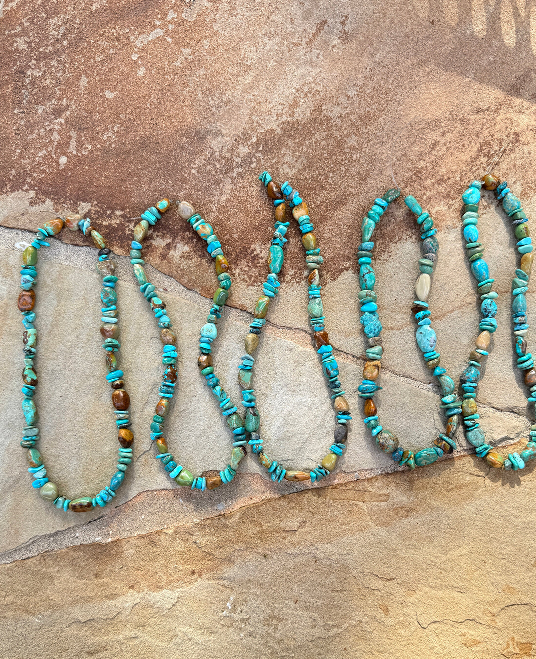 Hubei Turquoise (China) Mixed Shape Nugget and Chip Strands