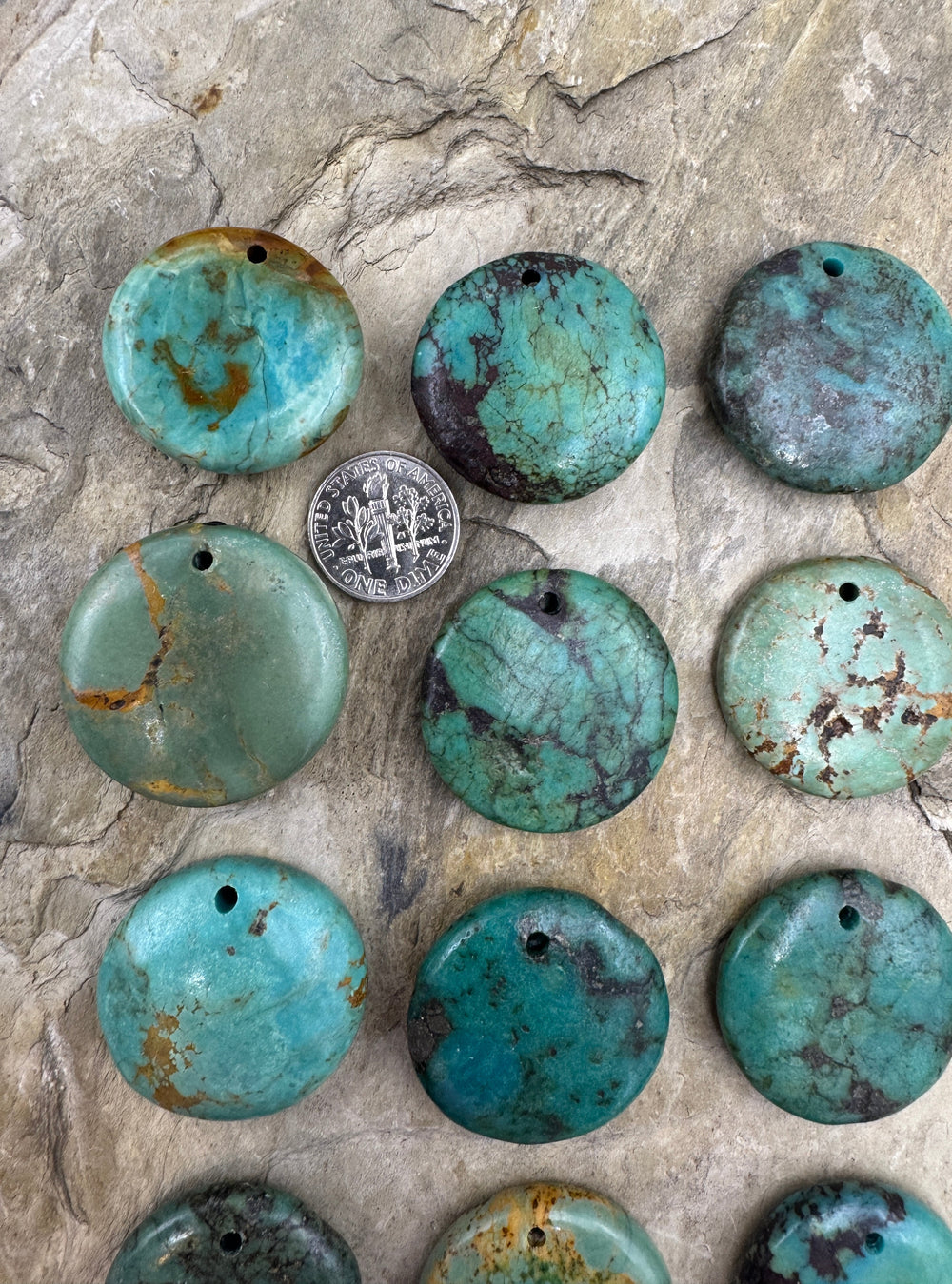 Hubei Turquoise (China) Primitive Round Focal Beads29-31mm