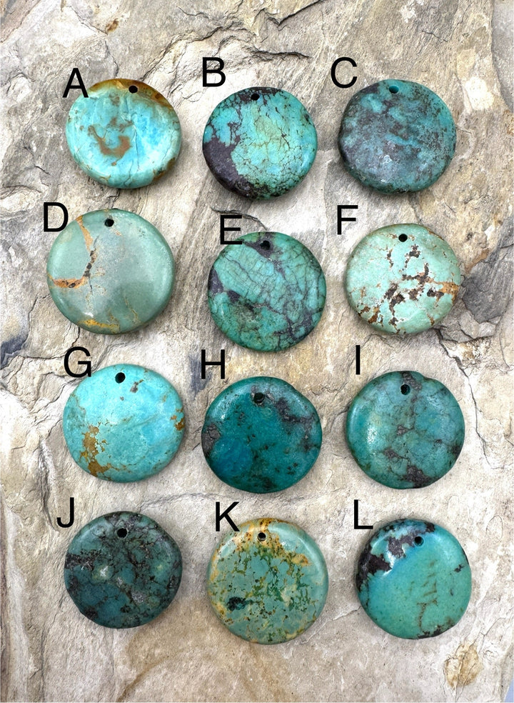 Hubei Turquoise (China) Primitive Round Focal Beads29-31mm