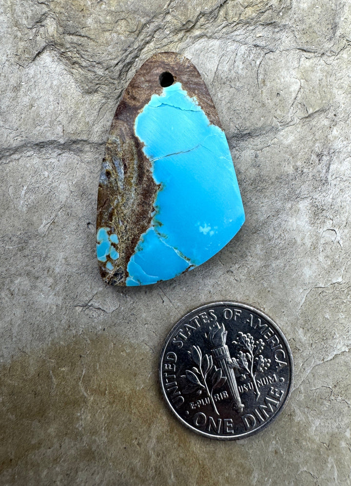 Ithaca Peak Turquoise (Arizona) Focal Bead Pendant 19x31mm