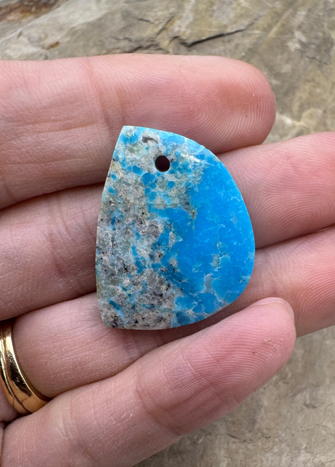 Ithaca Peak Turquoise (Arizona) Focal Bead Pendant 28x22mm