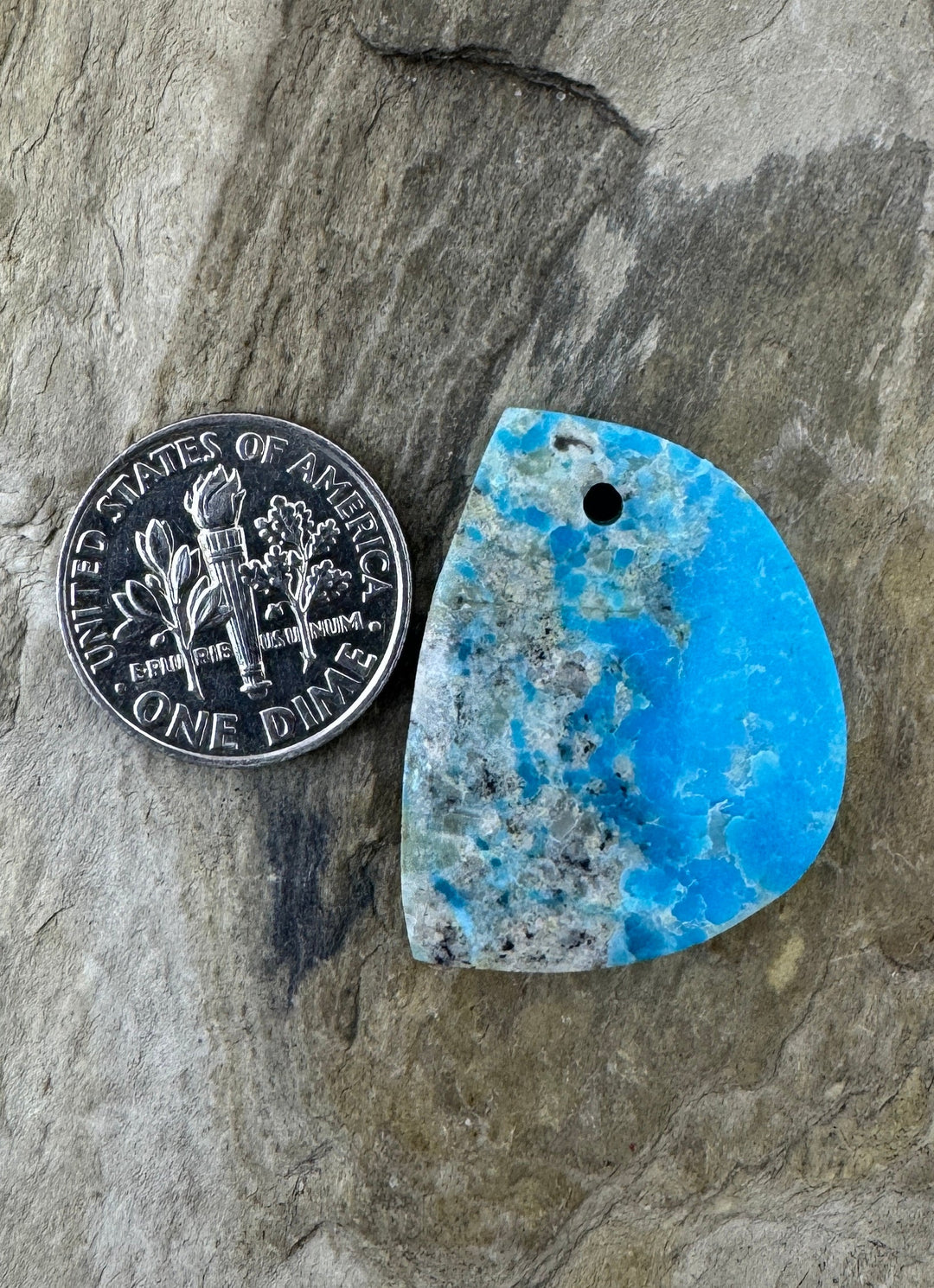 Ithaca Peak Turquoise (Arizona) Focal Bead Pendant 28x22mm