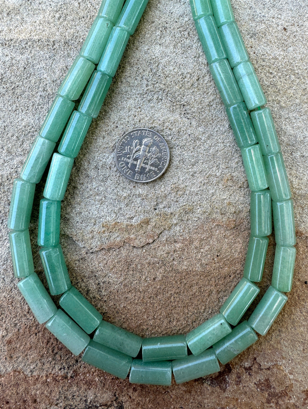 Jade 6x15mm Tube beads 16 inch strand - Jade