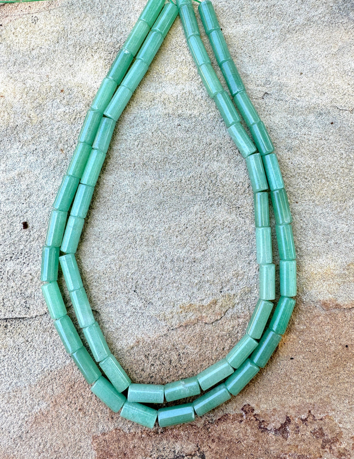 Jade 6x15mm Tube beads 16 inch strand - Jade