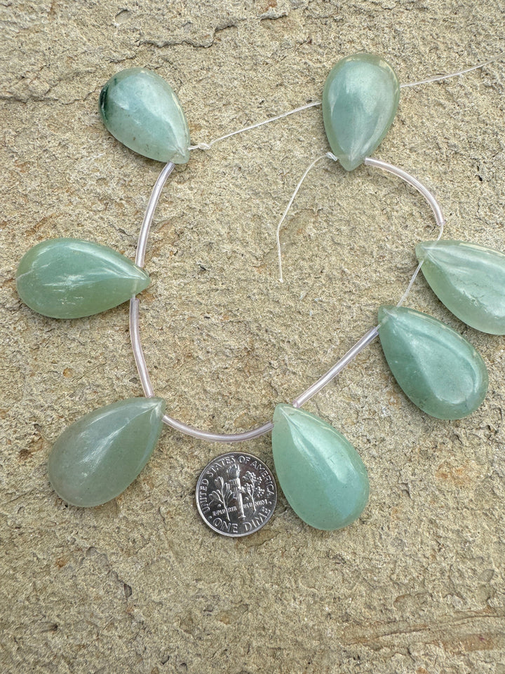 Jade (dyed) 18x30mm teardrop beads 7 piece strand/set - Jade