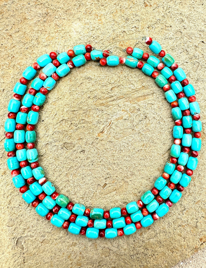 Kingman Turquoise and Spiney Oyster Designer Bead Strand