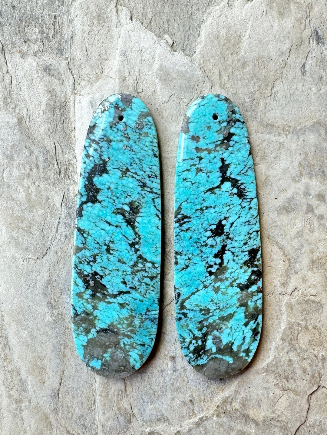 Kingman Turquoise (Arizona) BIG Matching Earring Slab Bead