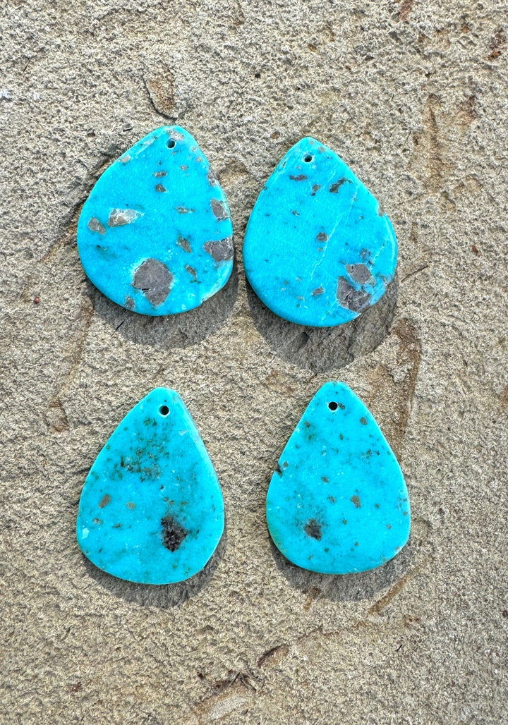 Kingman Turquoise (Arizona) Matching Earring Slab Bead Pair