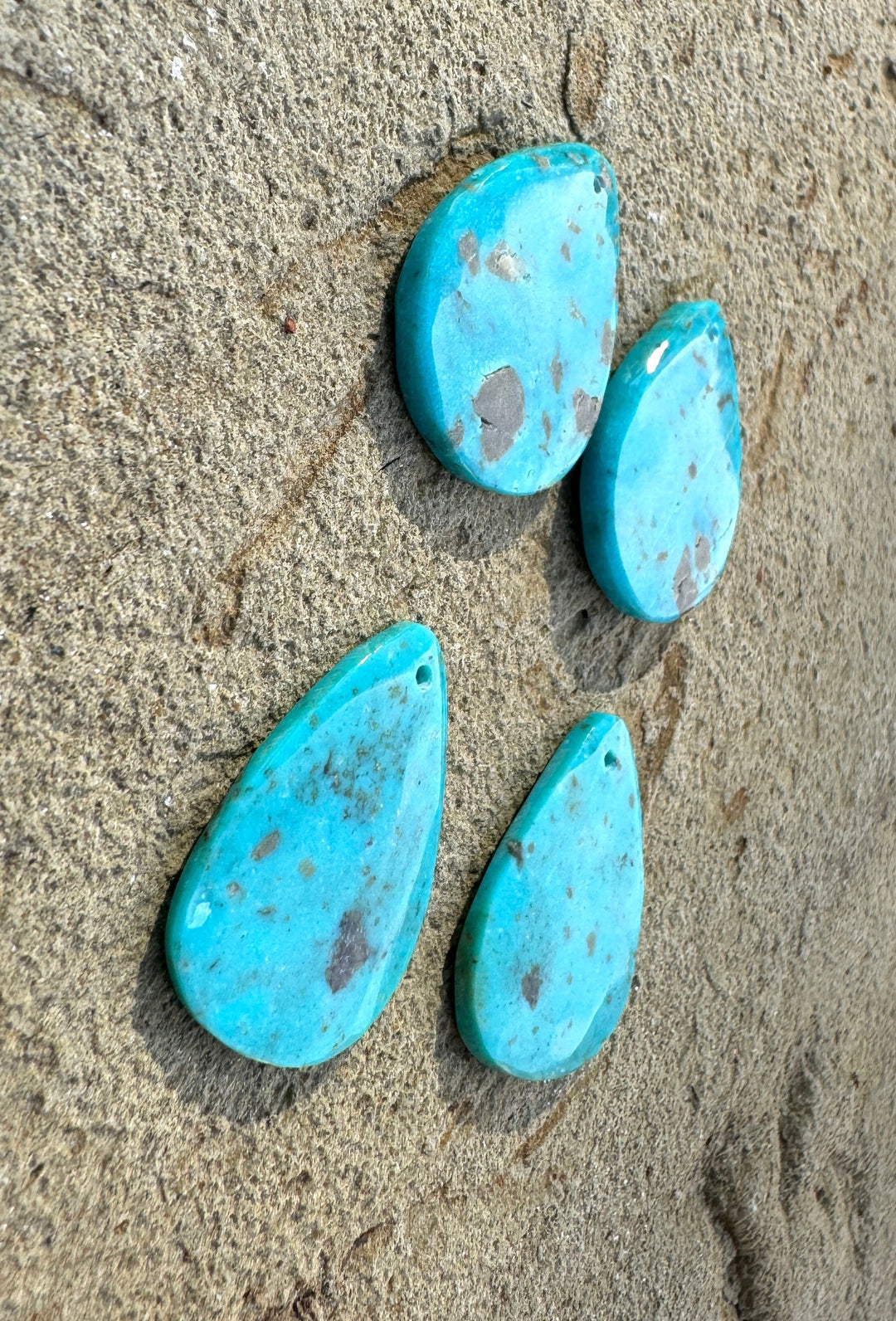 Kingman Turquoise (Arizona) Matching Earring Slab Bead Pair