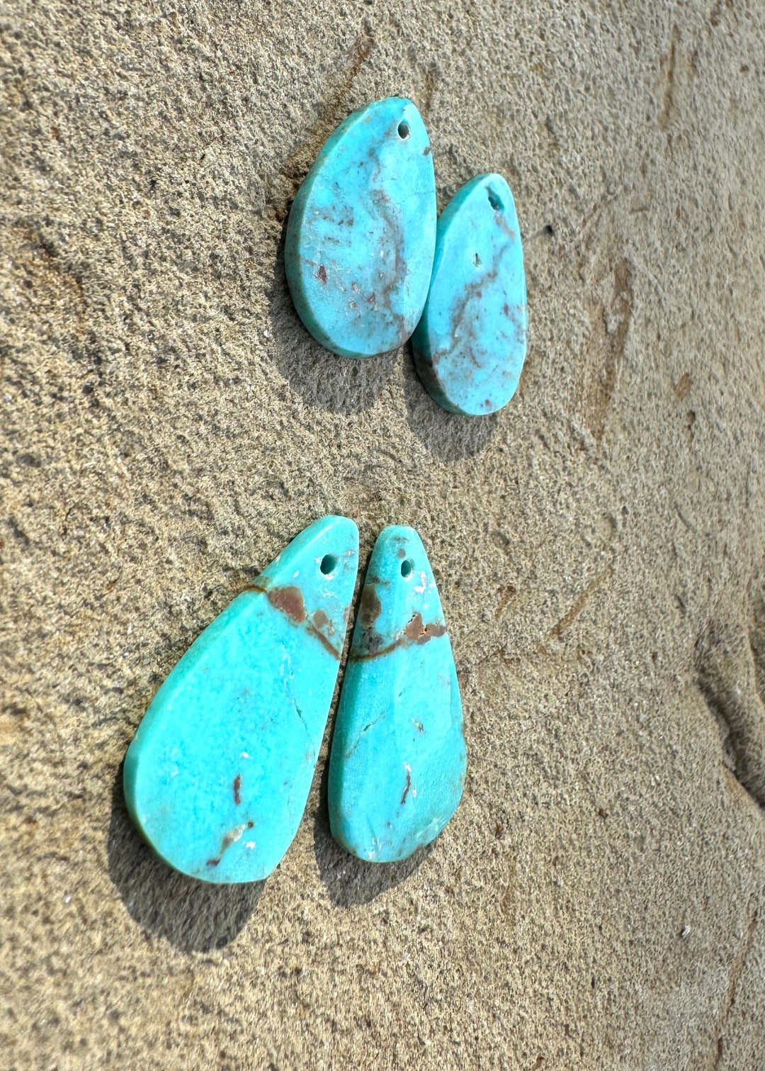 Kingman Turquoise (Arizona) Matching Earring Slab Bead Pair