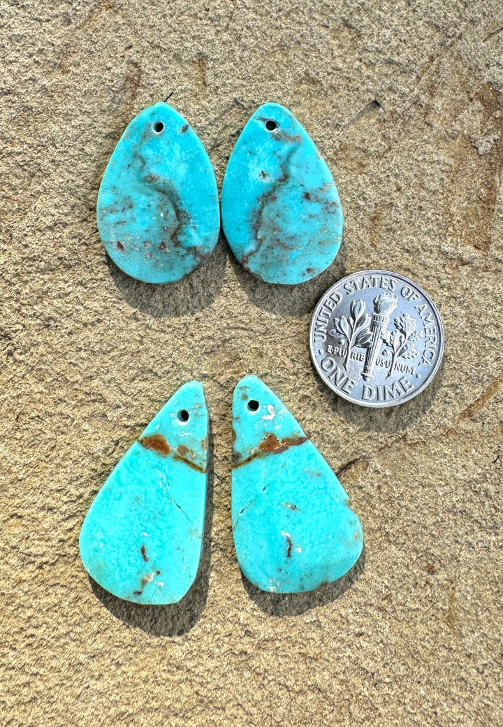 Kingman Turquoise (Arizona) Matching Earring Slab Bead Pair