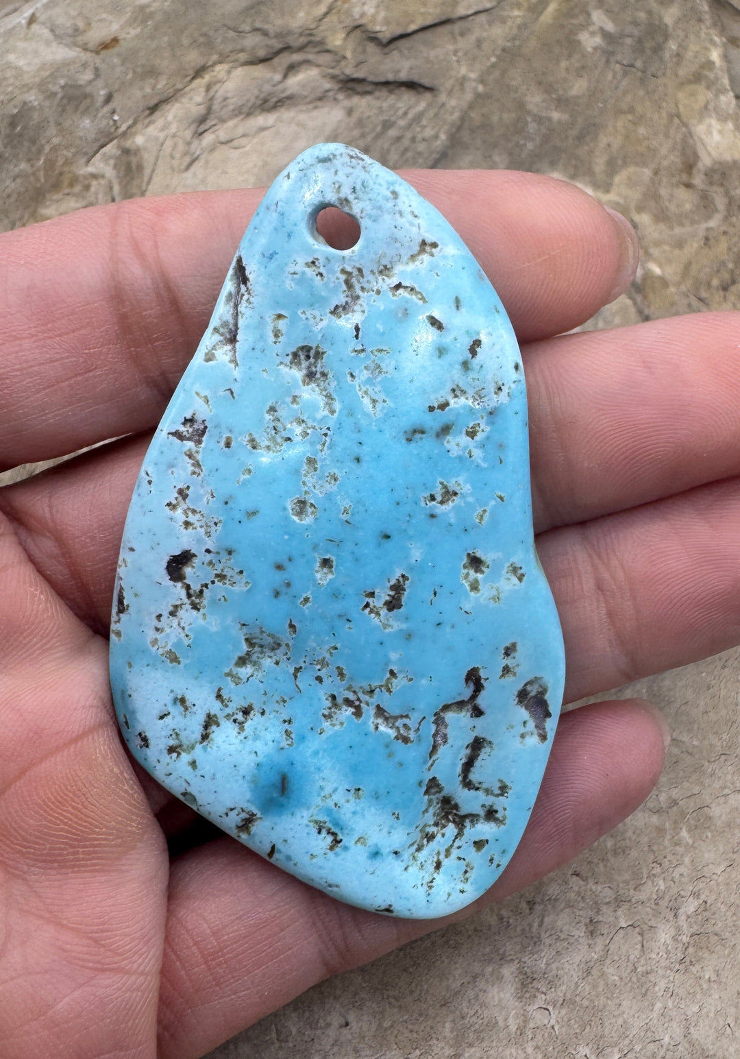 Kingman Turquoise (AZ) Big Focal Pendant Bead HUGE (3mm)