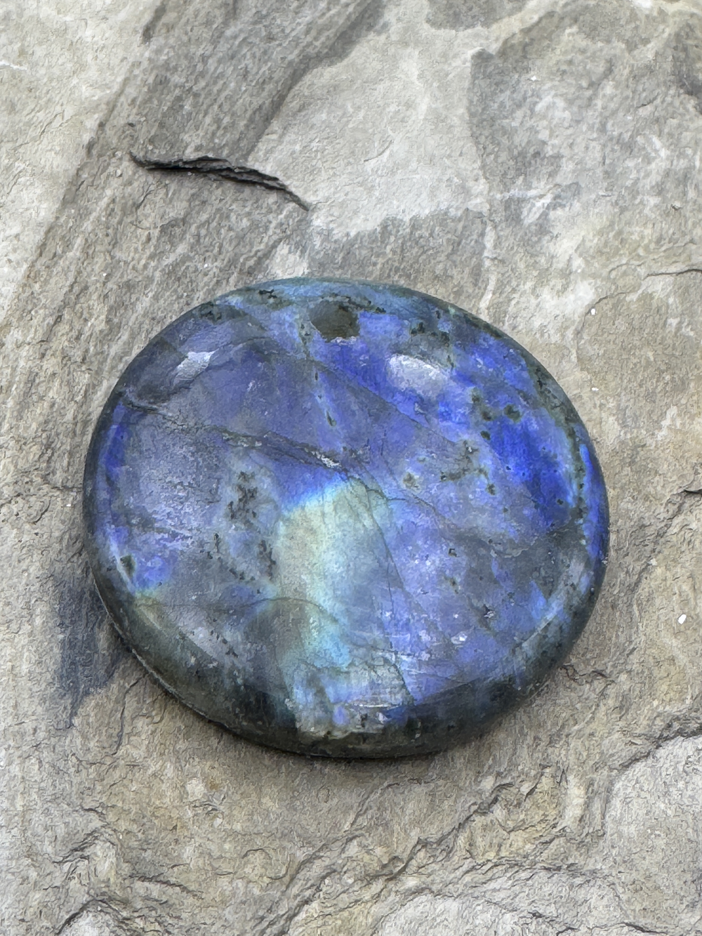 Labradorite BIG Round Focal Pendant 38mm (Large Hole)