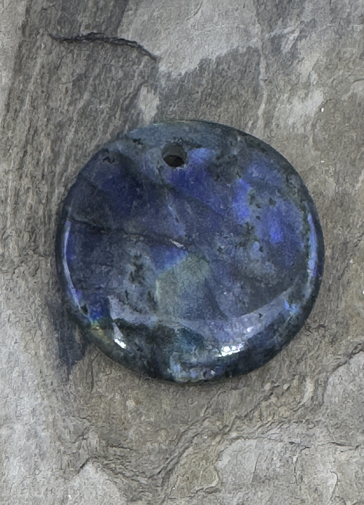 Labradorite BIG Round Focal Pendant 38mm (Large Hole)