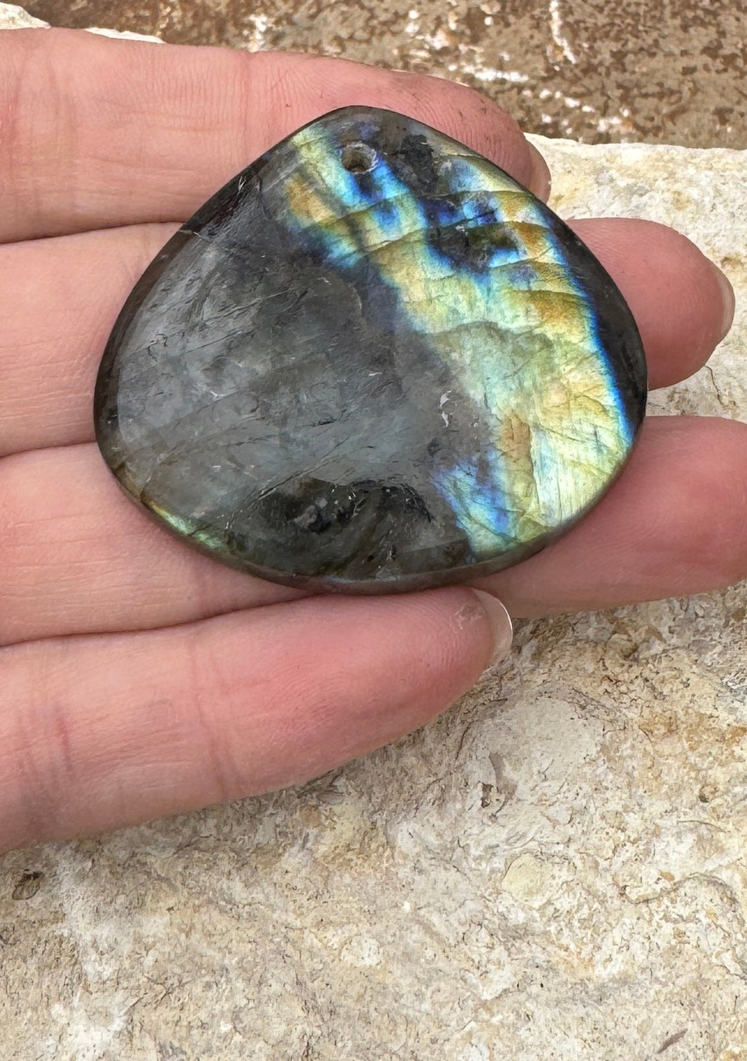 Labradorite BIG Teardrop Focal Pendant 45x41mm (Large Hole)