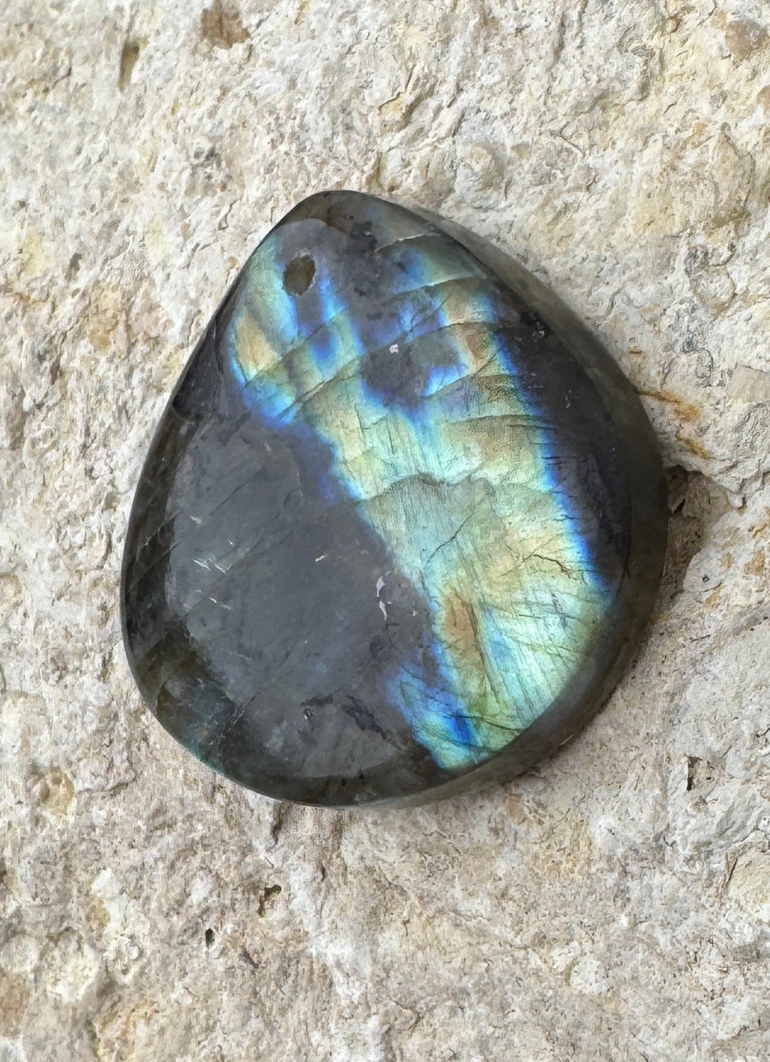 Labradorite BIG Teardrop Focal Pendant 45x41mm (Large Hole)