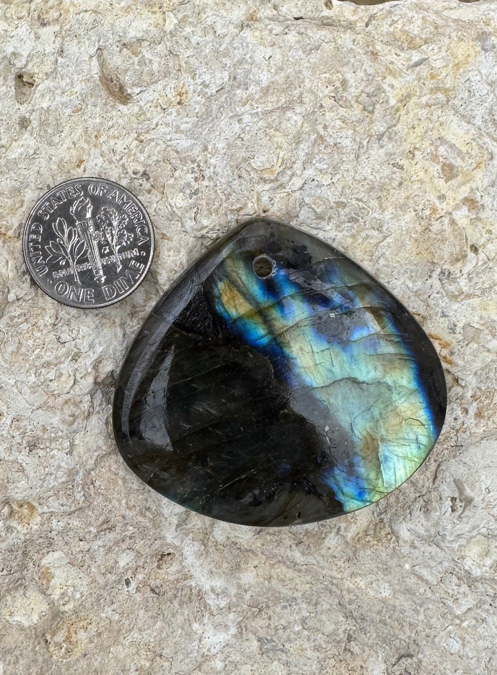 Labradorite BIG Teardrop Focal Pendant 45x41mm (Large Hole)