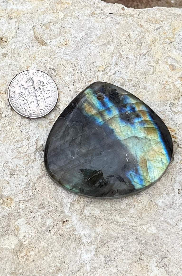 Labradorite BIG Teardrop Focal Pendant 45x41mm (Large Hole)