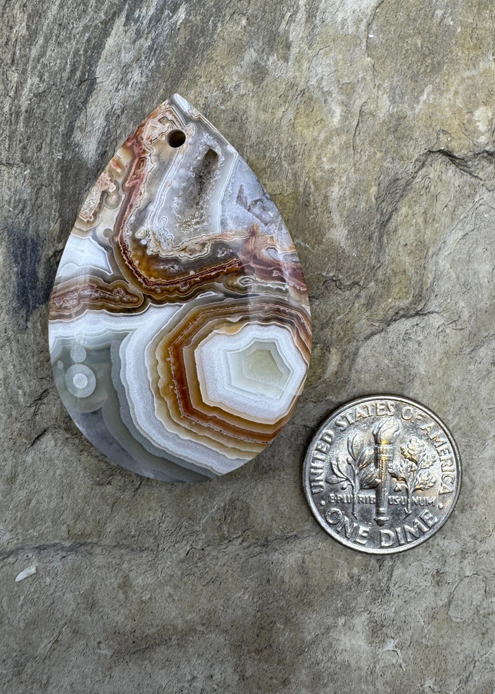 Laguna Lace Agate (Mexico) Focal Pendant Bead 27x40mm