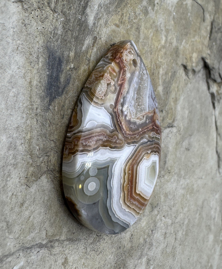 Laguna Lace Agate (Mexico) Focal Pendant Bead 27x40mm