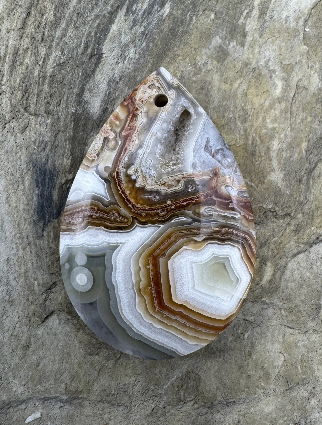 Laguna Lace Agate (Mexico) Focal Pendant Bead 27x40mm