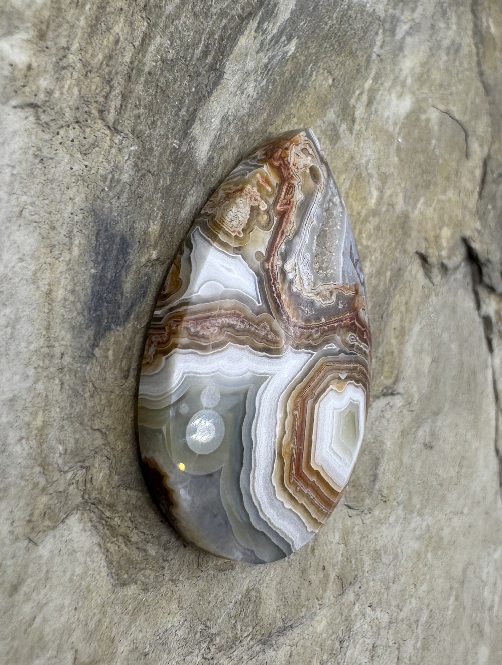 Laguna Lace Agate (Mexico) Focal Pendant Bead 27x40mm