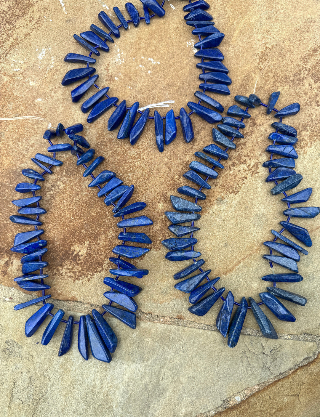 Lapis Lazuli Long Freeform Bead Strand 16 inch Strands