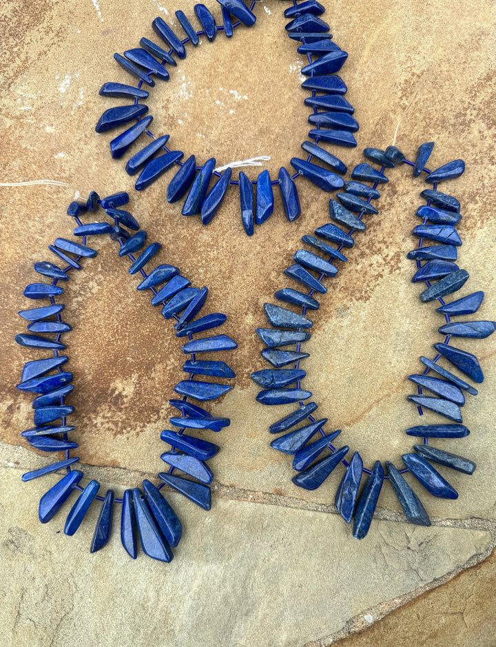 Lapis Lazuli Long Freeform Bead Strand 16 inch Strands