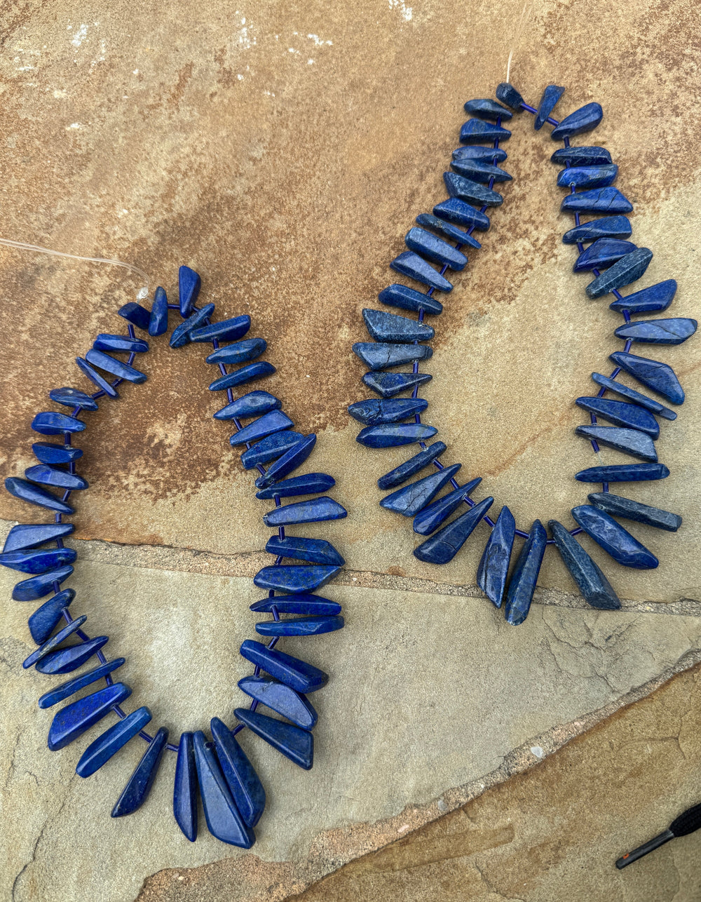 Lapis Lazuli Long Freeform Bead Strand 16 inch Strands