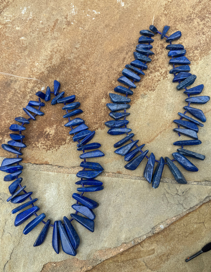 Lapis Lazuli Long Freeform Bead Strand 16 inch Strands