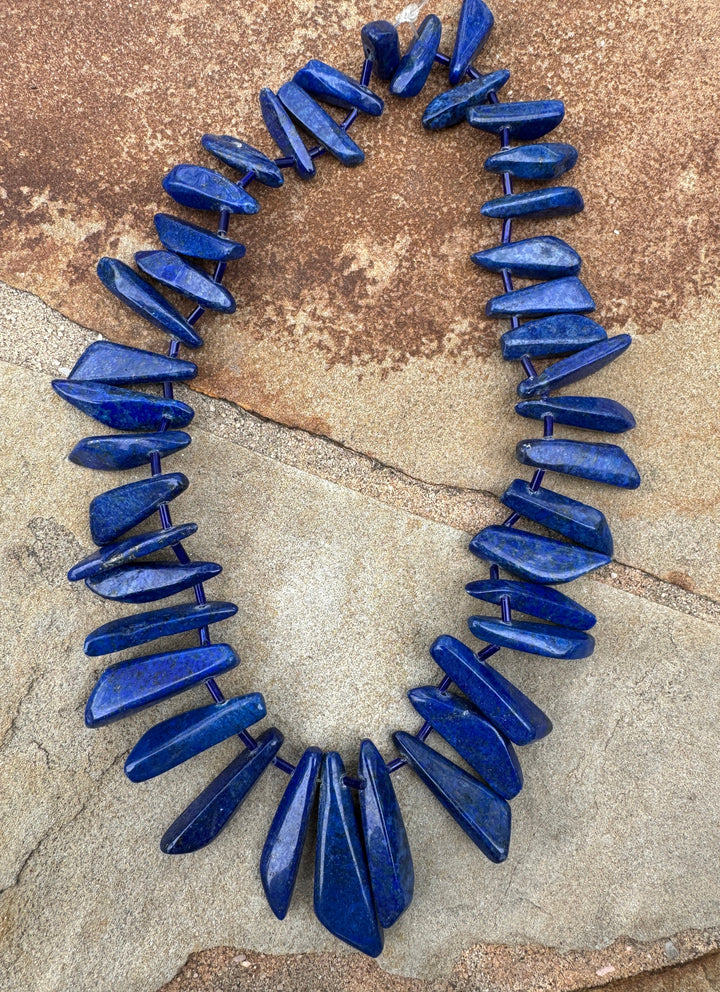 Lapis Lazuli Long Freeform Bead Strand 16 inch Strands