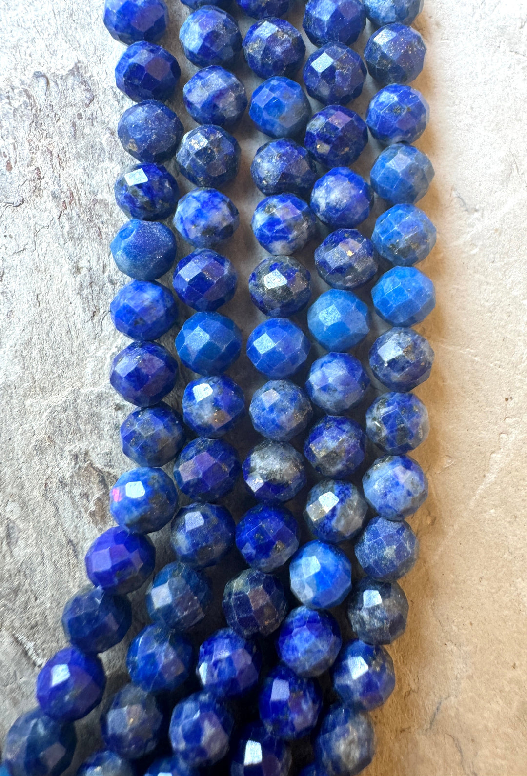 Lapis Lazuli Micro Faceted 4mm Round Beads 16 inch strand