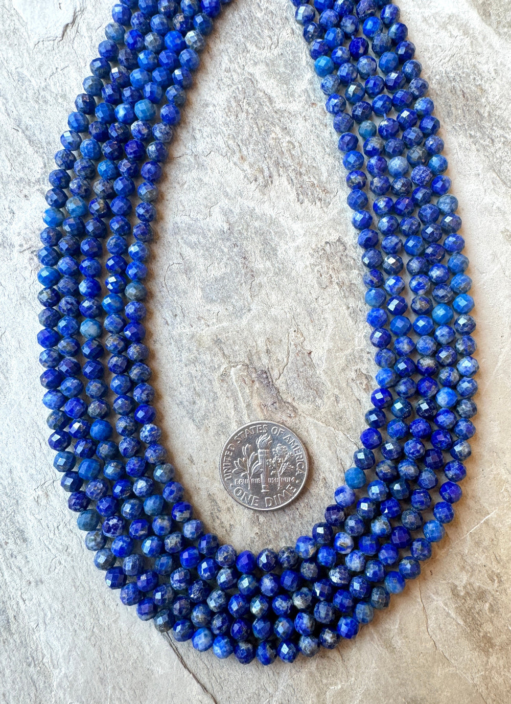 Lapis Lazuli Micro Faceted 4mm Round Beads 16 inch strand