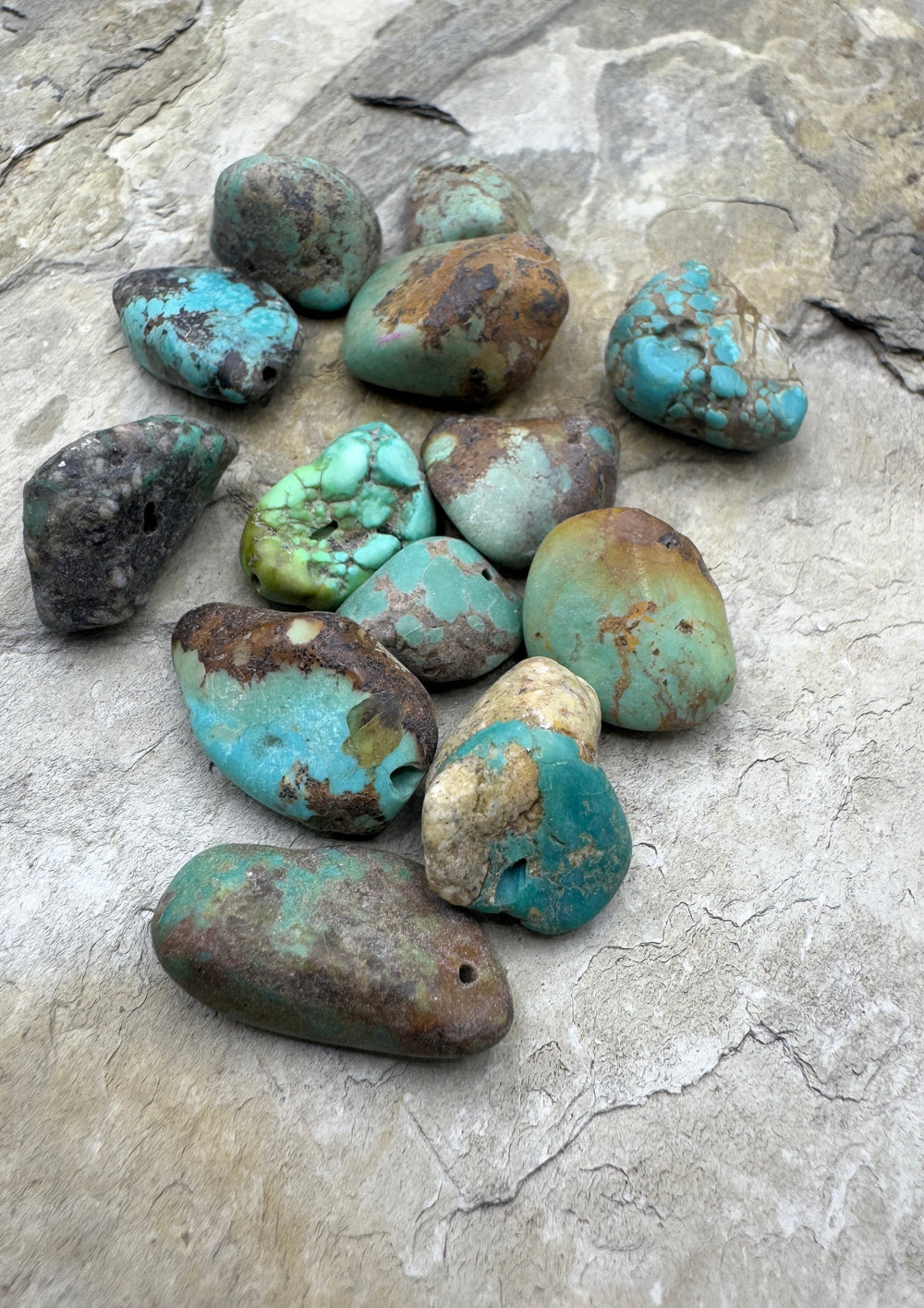 Lot of Kingman Turquoise Primitive Beads 13 Beads