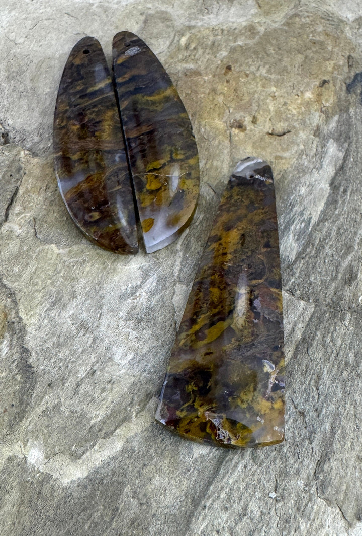 Montana Moss Agate 3 piece Set Focal Pendant Bead