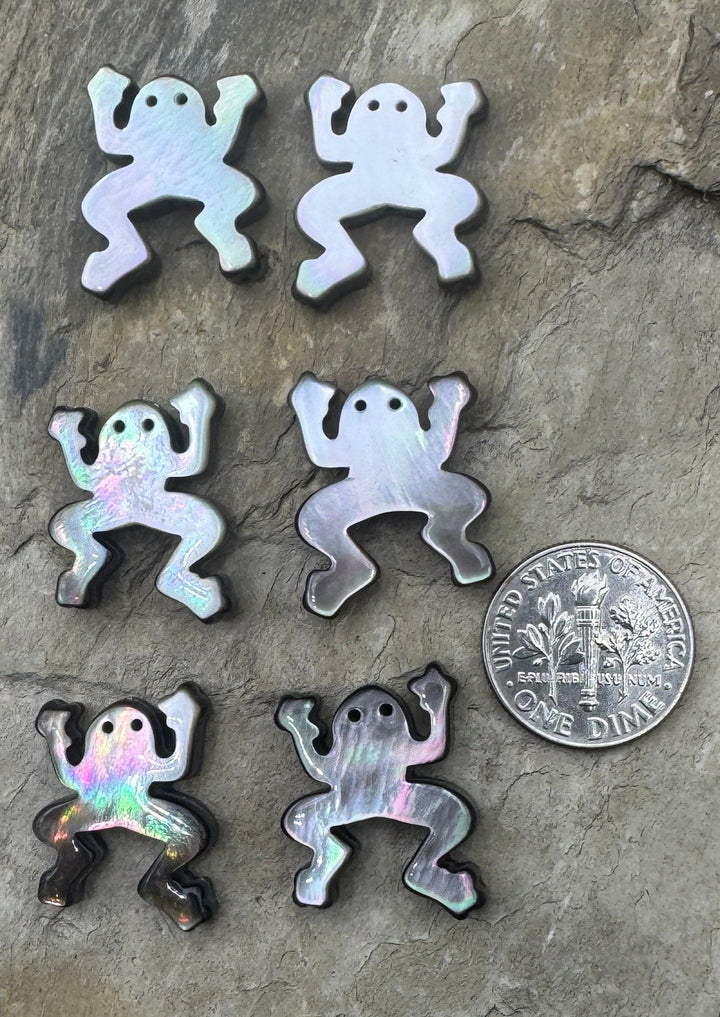 Mother Of Pearl Frog Beads 17x22mm Package of 2 Beads/1