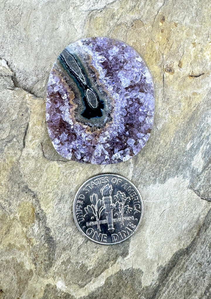 Natural Amethyst Stalactite Slice Polished Cabochon 27x32mm