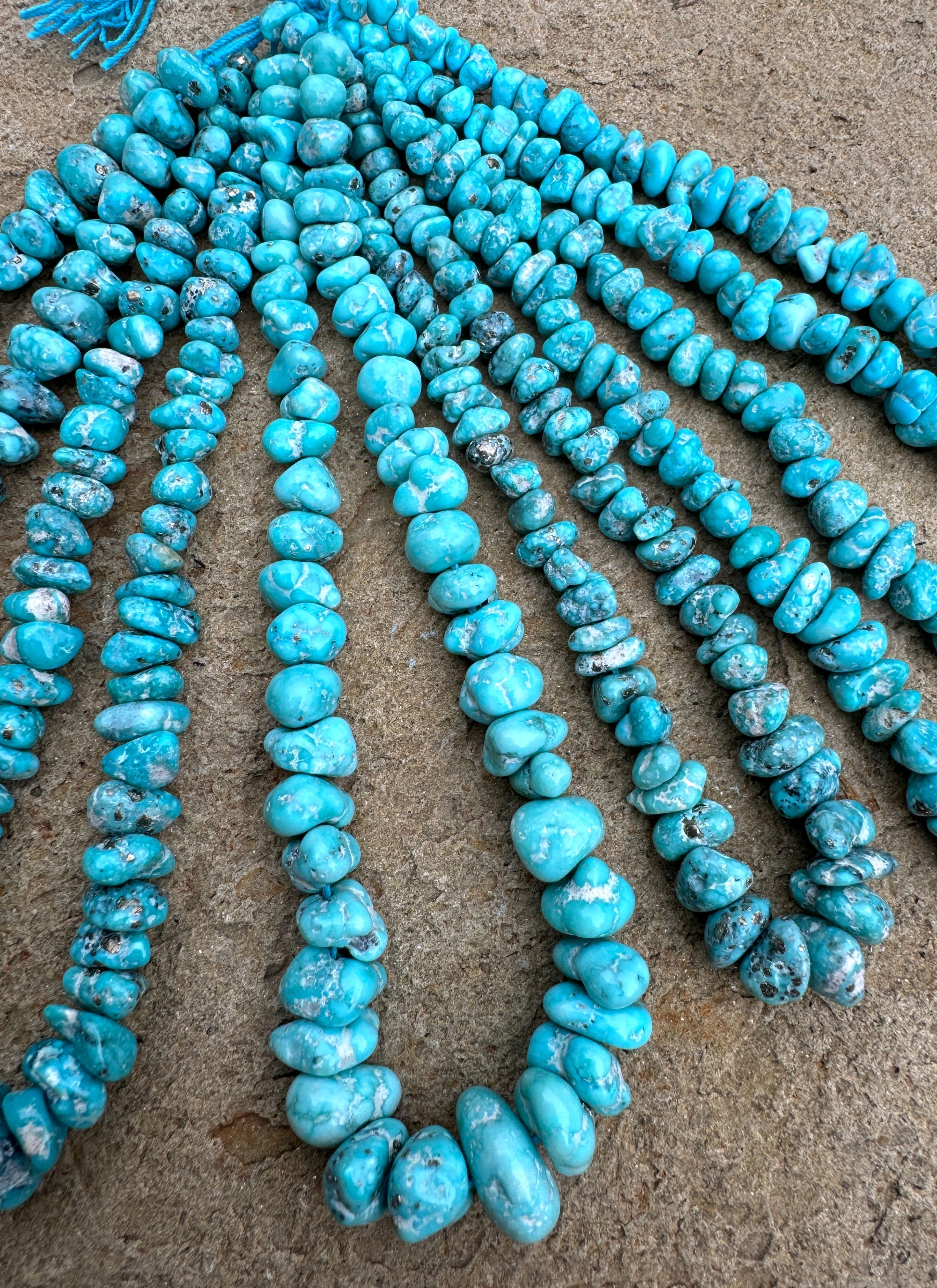 Campitos Turquoise Beads Graduated good polished Nugget Temporary Strand