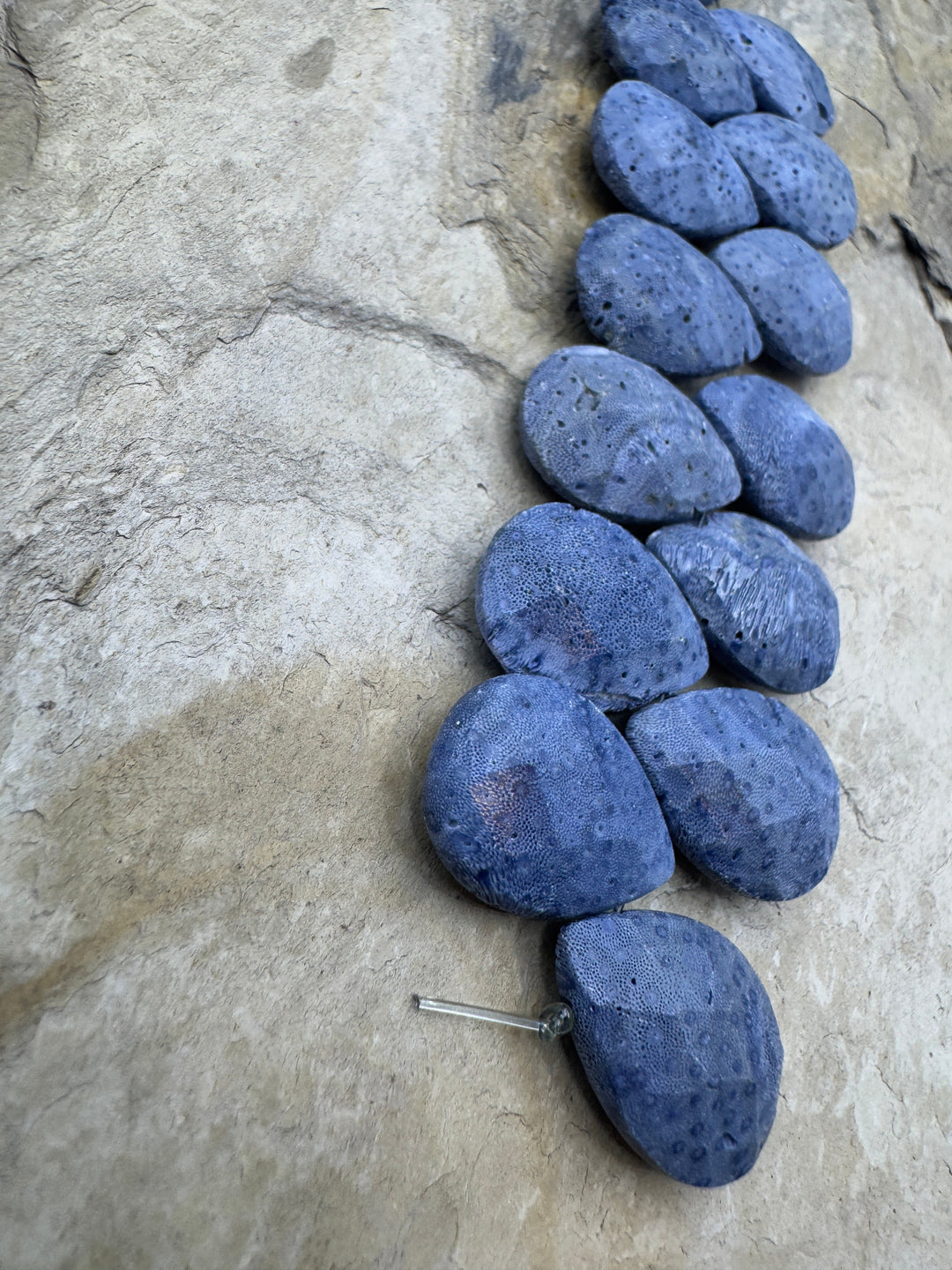 Natural Blue Sponge Coral Faceted Teardrop Shaped 15x20mm