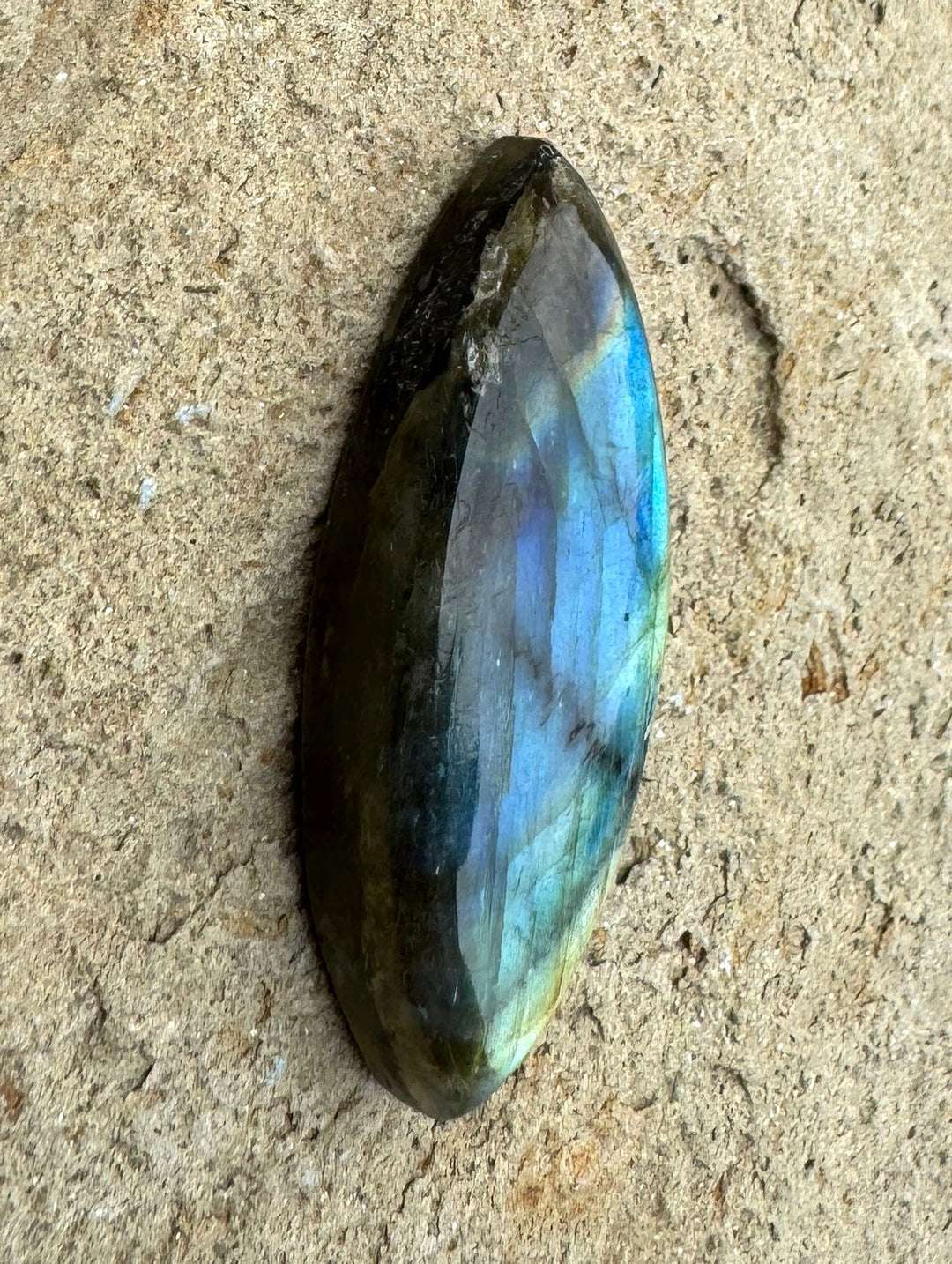 Natural Flashy Labradorite 18x45mm Marquee Shaped Cabochon