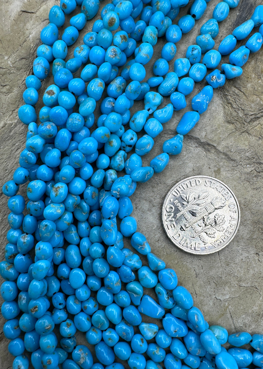 Natural Sleeping Beauty Turquoise (AZ) 3-4mm Rounded Nugget