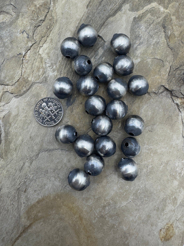 Navajo Style Pearls BIG Sterling Silver Round Beads 12mm