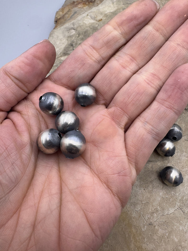 Navajo Style Pearls BIG Sterling Silver Round Beads 12mm